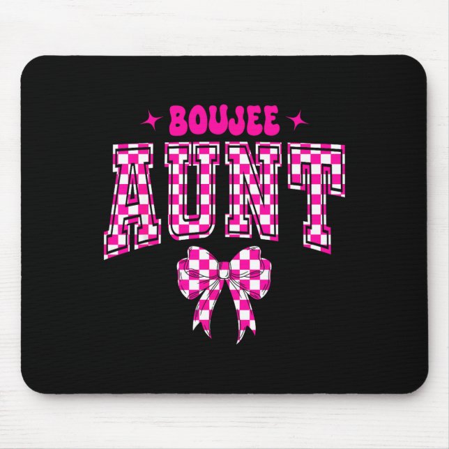 Boujee Aunt Nk Checkered Bow Birthday Family Match Musmatta (Framsidan)
