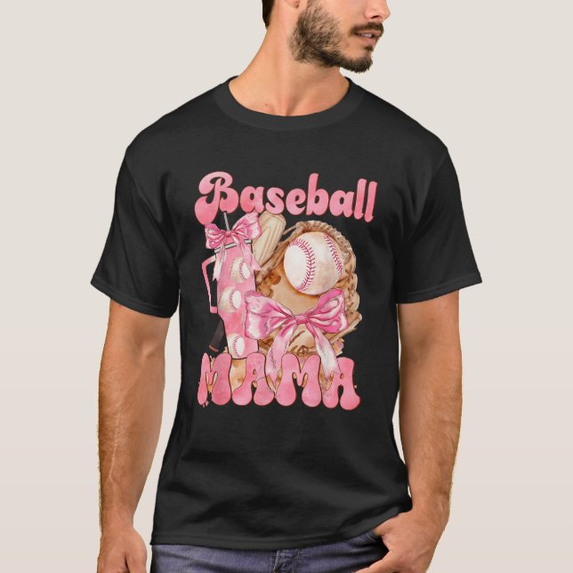 Boujee Baseball Mamma Baseball Coquette Bow T Shirt (Framsida)
