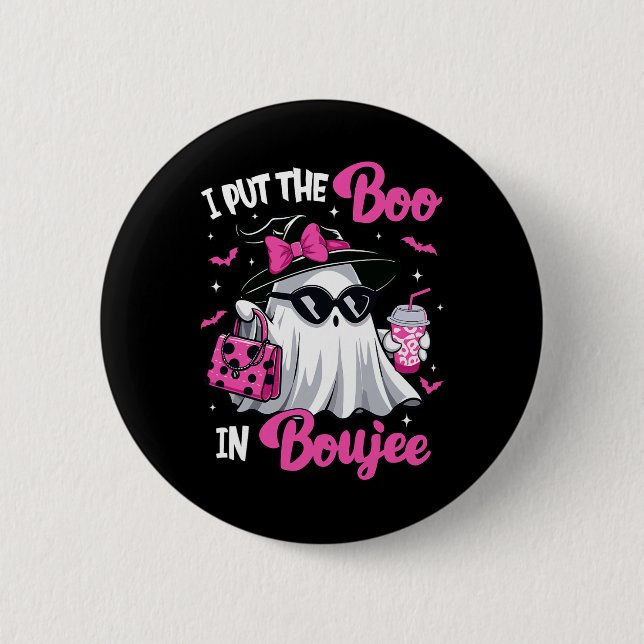 Boujee Boo Jee Spooky Ghost Rosa Halloween Pumpkin Knapp (Framsida)