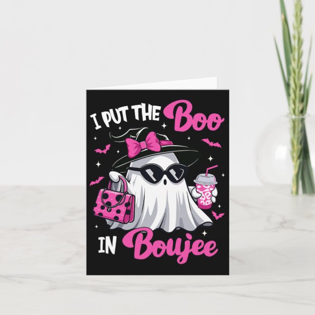 Boujee Boo Jee Spooky Ghost Rosa Halloween Pumpkin Kort (Framsida)