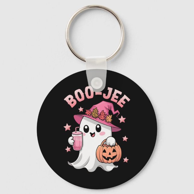 Boujee Boo Jee Spooky Ghost Rosa Halloween Pumpkin Nyckelring (Framsida)