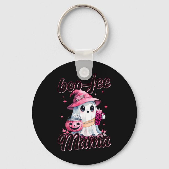 Boujee Boo Jee Spooky Ghost Rosa Halloween Pumpkin Nyckelring (Framsida)