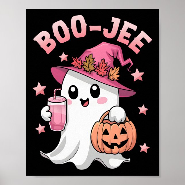 Boujee Boo Jee Spooky Ghost Rosa Halloween Pumpkin Poster (Framsidan)