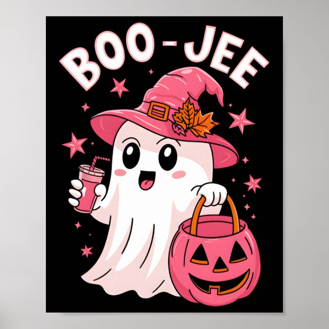 Boujee Boo Jee Spooky Ghost Rosa Halloween Pumpkin Poster (Framsidan)