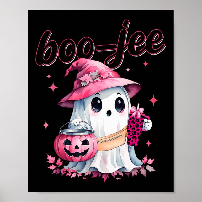 Boujee Boo Jee Spooky Ghost Rosa Halloween Pumpkin Poster (Framsidan)
