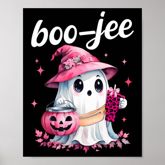 Boujee Boo Jee Spooky Ghost Rosa Halloween Pumpkin Poster (Framsidan)