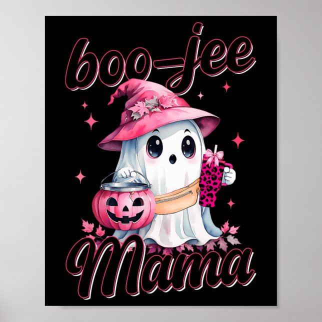 Boujee Boo Jee Spooky Ghost Rosa Halloween Pumpkin Poster (Framsidan)
