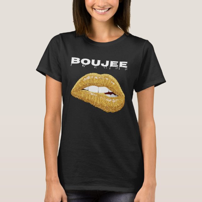 Boujee Dripping Perfect Bitting Lip Beauty  Kiss G T Shirt (Framsida)