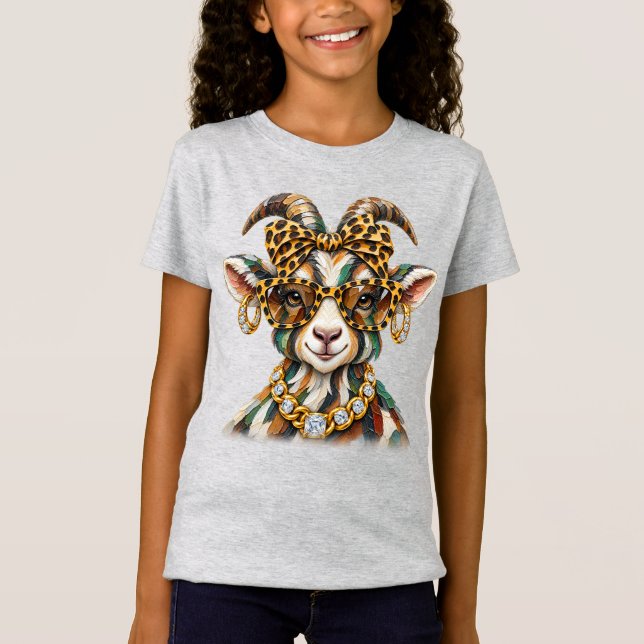 Boujee Glam Get Leopard Rhinestone Mode T Shirt (Framsida)