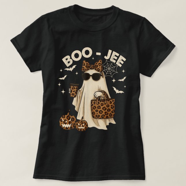 Boujee Leopard Ghost Halloween Girl Tee (Design framsida)