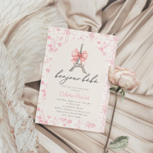 Boujour Bebe Paris Fransk Toile Rosa Baby Shower