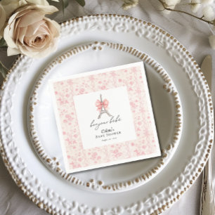 Boujour Bebe Paris Fransk Toile Rosa Baby Shower Pappersservett