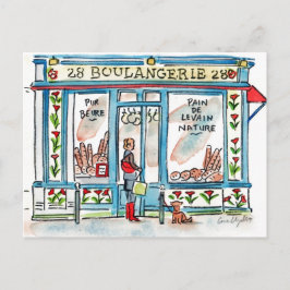 BOULANGERIE 28 Parisvattenfärg Vykort