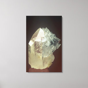 Boulangerite kristaller på Fluorite, Hunan, china Canvastryck