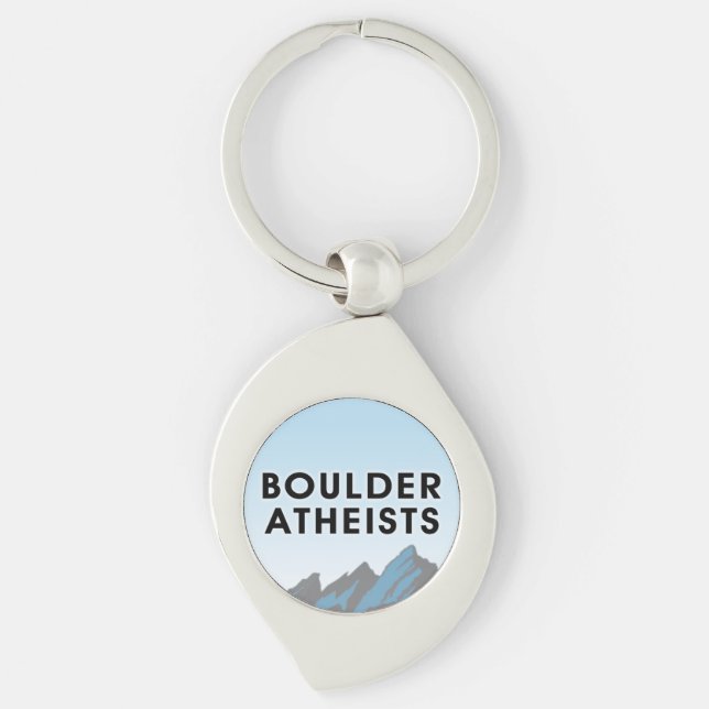 Boulder Atheists Logo Metal Keyring Swirl Silverfärgad Nyckelring (Framsidan)
