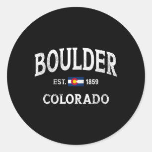Boulder Colorado Co Flagga Athletic Throwback Runt Klistermärke