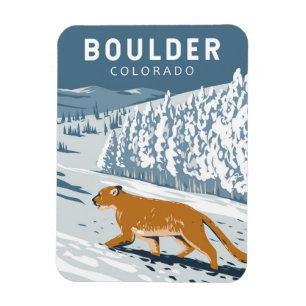 Boulder Colorado Cougar Retro Travel Art Vintage Magnet