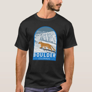 Boulder Colorado Cougar Retro Travel Art Vintage T Shirt
