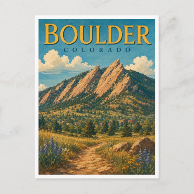 Boulder Colorado Flatirons GeoSaga Vykort (Framsida)