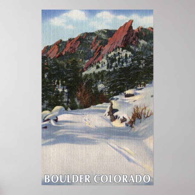 Boulder, Colorado - Flatirons in Winter Poster (Framsidan)