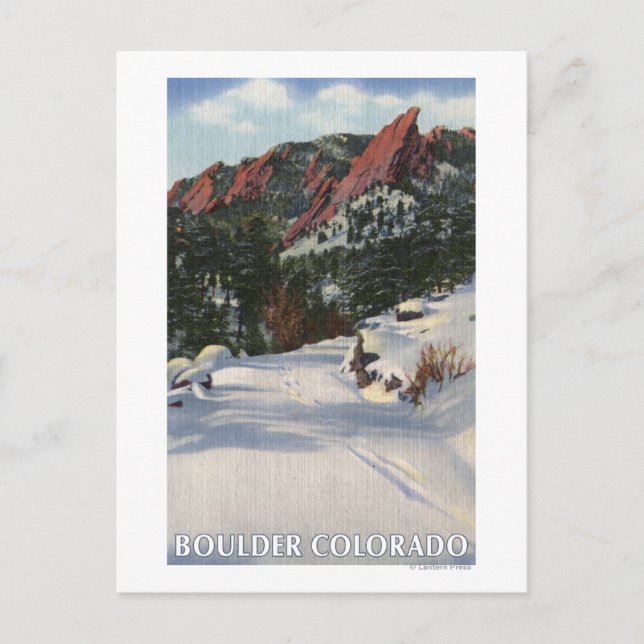 Boulder, Colorado - Flatirons in Winter Vykort (Framsida)