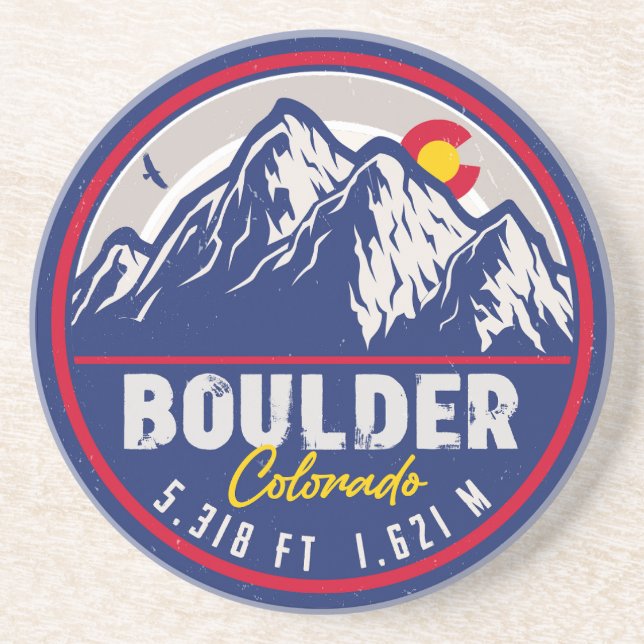 Boulder Colorado Retro Sunset Mountain Souvenirs Underlägg (Framsidan)