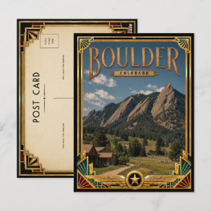 Boulder Colorado Vintage Art Deco Guldåldern Vykort