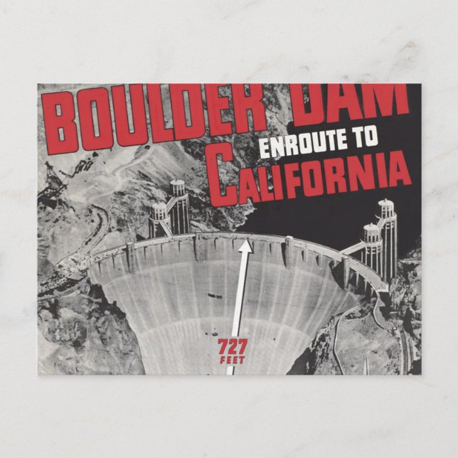 Boulder Dam, Hoover Dam, Amerika Vykort (Framsida)