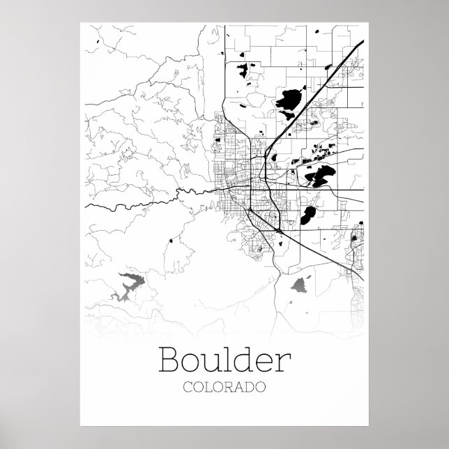 Boulder Karta - Colorado - City Karta Poster (Framsidan)
