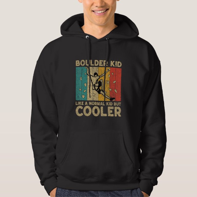 Boulder Kid Funny Rock Climbing Bouldering Kids Hoodie (Framsida)