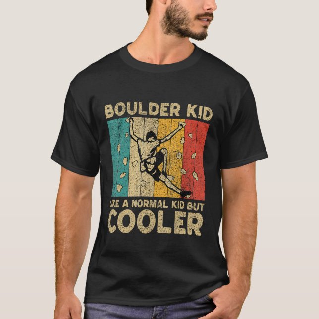 Boulder Kid Funny Rock Climbing Bouldering Kids T Shirt (Framsida)