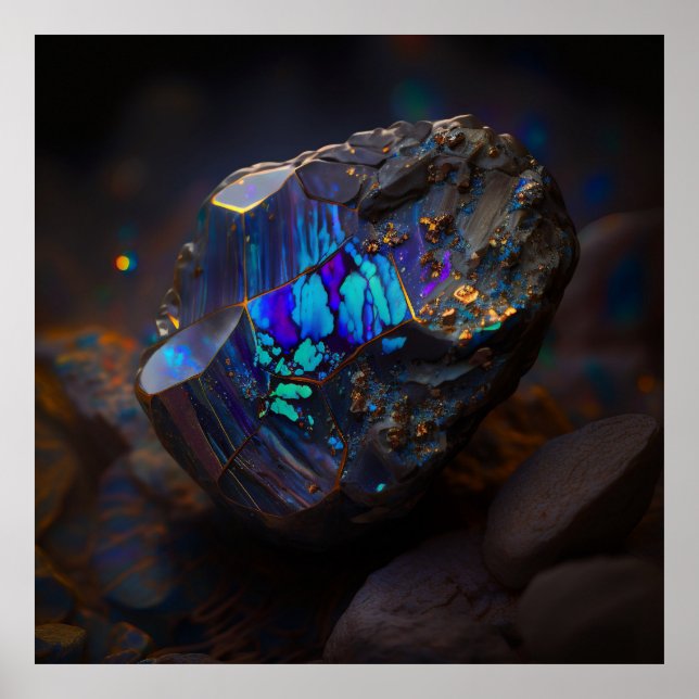Boulder Opal Ore, Vibrant Gemstone Poster (Framsidan)