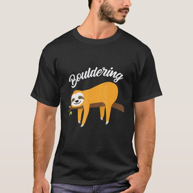 Boulder Sloth Klättring Klippklättring T Shirt (Framsida)