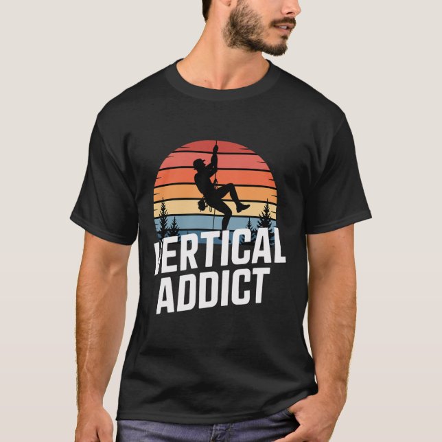 Boulder Vertical Addict Retro Klippklättring  T Shirt (Framsida)