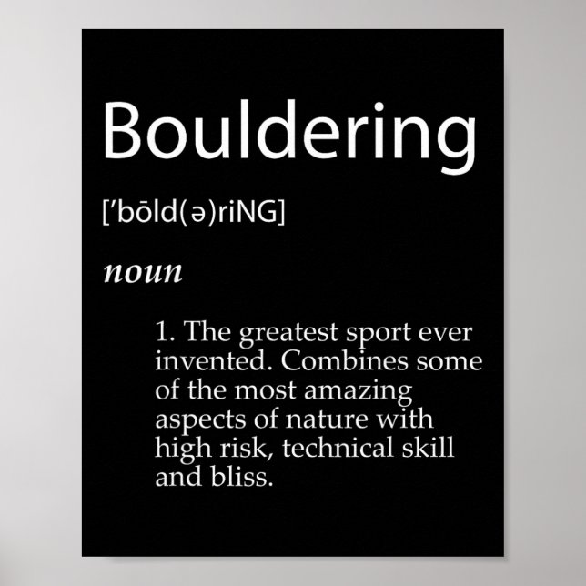Bouldering Definition Berg Klippa Berg Klättra Poster (Framsidan)