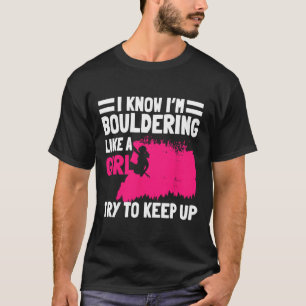 Bouldering Flickor Klättrare Boulderer Konstgjord T Shirt