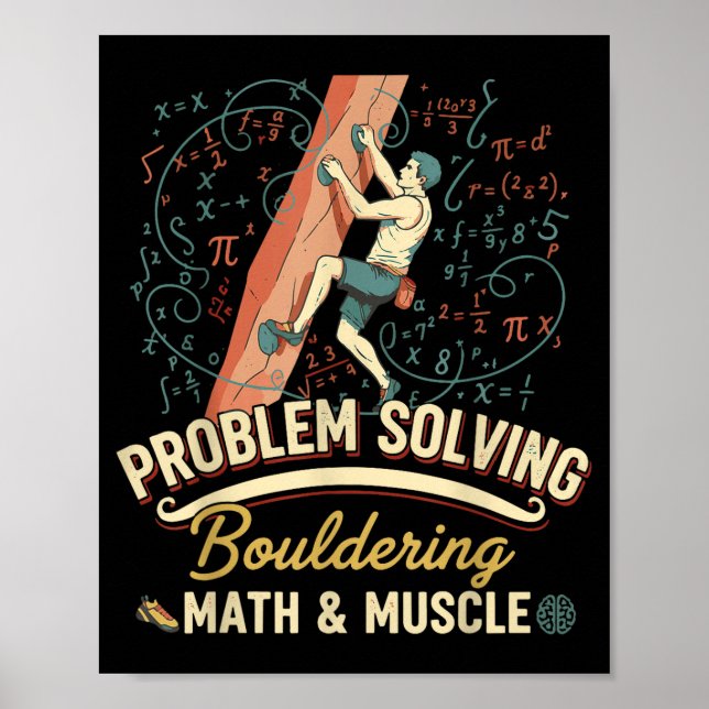 Bouldering Math &amp; Muscle Problemlösning Klättr Poster (Framsidan)