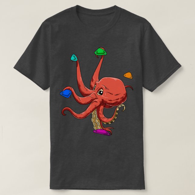 Bouldering och Sten-klättring Octopus T Shirt (Design framsida)