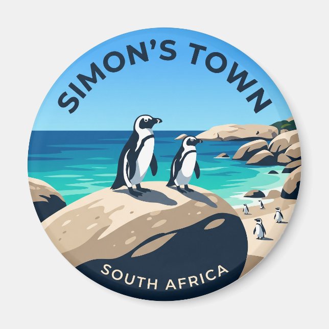 Boulders Beach Pingviner Sydafrika Magnet (Framsidan)