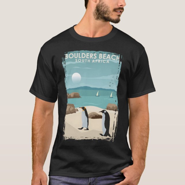 Boulders Beach South Afrika Penguin Beach Poster A T Shirt (Framsida)