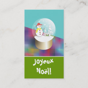 Boule a neige cartes de visite Etiquettes cadeaux Visitkort
