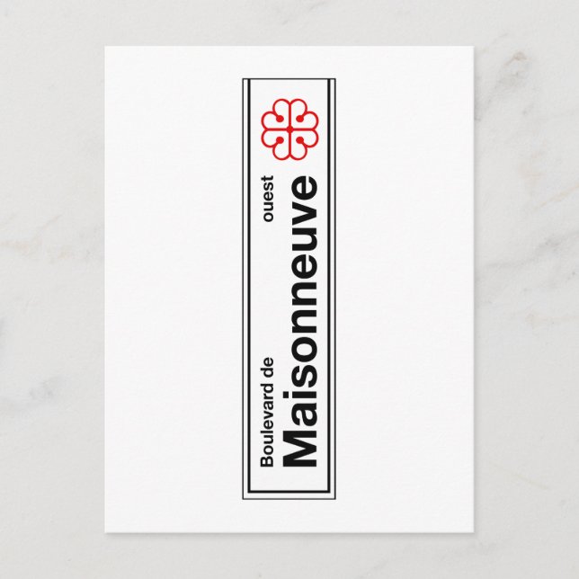 Boulevard de Maisonneuve, Montreal Street Sign Vykort (Framsida)