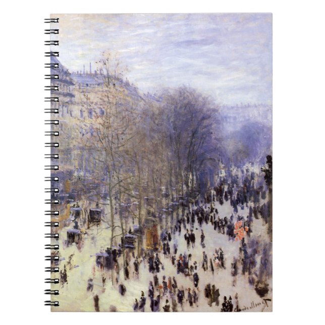 Boulevard des Capucines av Claude Monet, Finkonst Anteckningsbok Med Spiral (Framsidan)