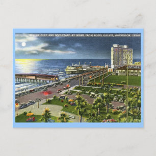 Boulevard, Galveston, Texas Årgammal Vykort