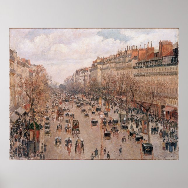 Boulevard Monmartre i Paris av Camille Pissarro Poster (Framsidan)