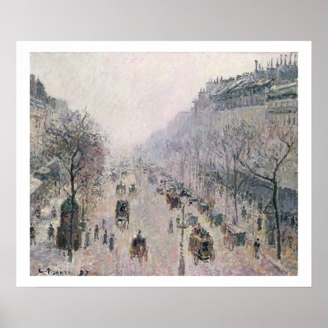 Boulevard Montmartre, 1897 (olja på arbetsyta) Poster (Framsidan)