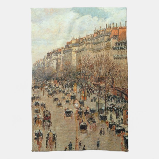 Boulevard Montmartre-Eremitage Camille Pissarro Kökshandduk (Vertikal)