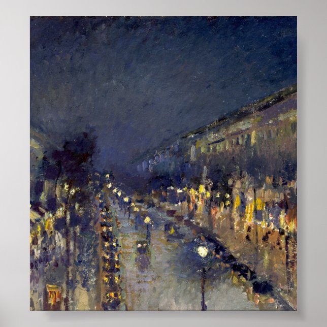 Boulevard Montmartre i natt Poster (Framsidan)