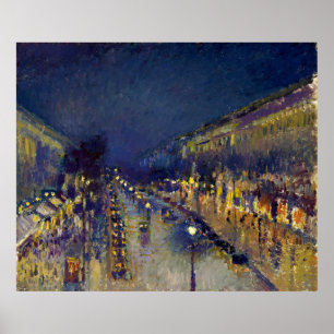 Boulevard Montmartre i natt Poster