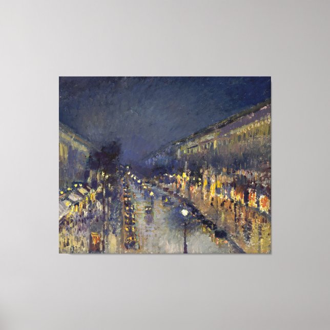 Boulevard Montmartre i Night Pissarro Canvastryck (Framsida)